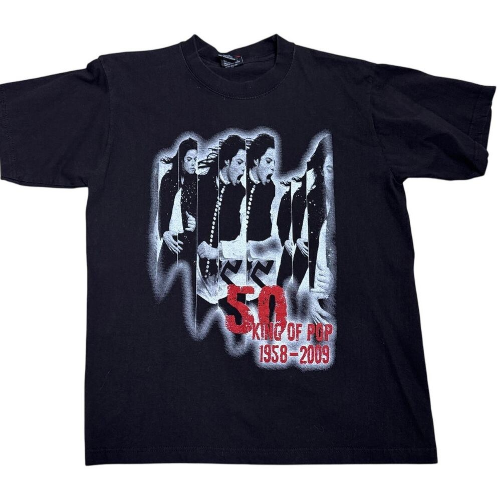 Vtg Michael Jackson King of Pop 1958-2009 Black Tee - Side Medium